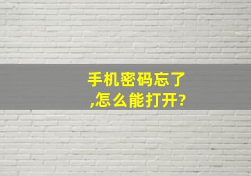 手机密码忘了,怎么能打开?