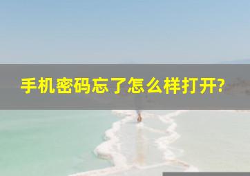 手机密码忘了怎么样打开?