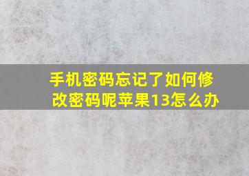 手机密码忘记了如何修改密码呢苹果13怎么办