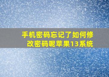 手机密码忘记了如何修改密码呢苹果13系统