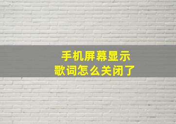 手机屏幕显示歌词怎么关闭了