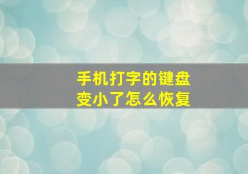 手机打字的键盘变小了怎么恢复