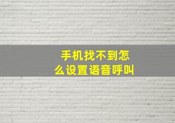 手机找不到怎么设置语音呼叫