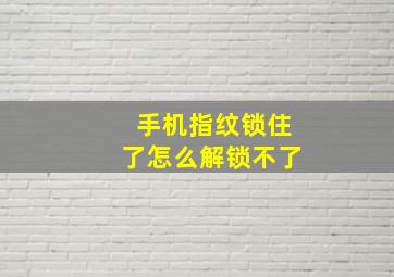 手机指纹锁住了怎么解锁不了