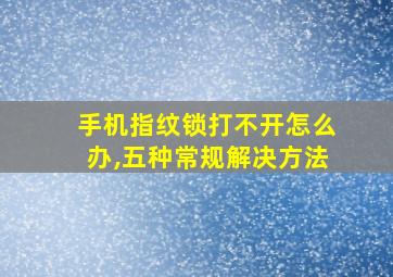 手机指纹锁打不开怎么办,五种常规解决方法