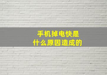 手机掉电快是什么原因造成的