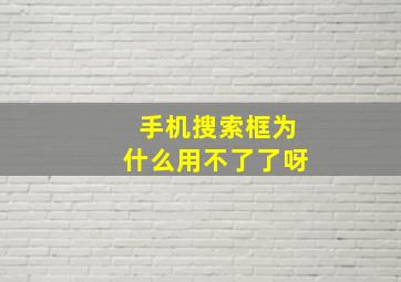 手机搜索框为什么用不了了呀