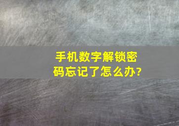 手机数字解锁密码忘记了怎么办?