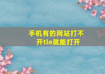 手机有的网站打不开tle就能打开