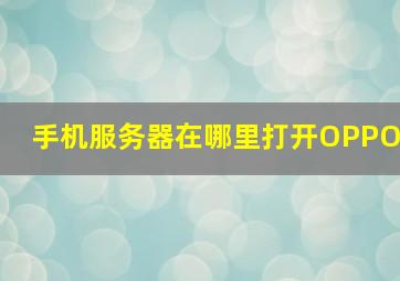 手机服务器在哪里打开OPPO