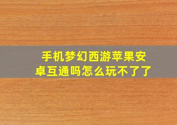 手机梦幻西游苹果安卓互通吗怎么玩不了了