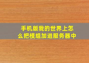 手机版我的世界上怎么把模组加进服务器中