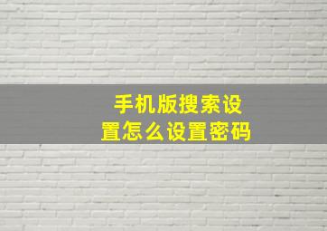 手机版搜索设置怎么设置密码