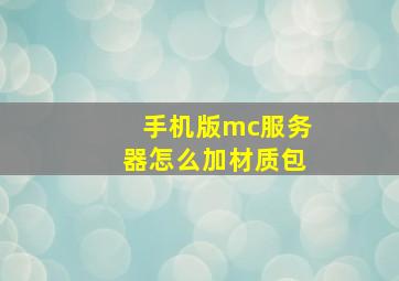 手机版mc服务器怎么加材质包