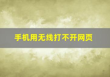 手机用无线打不开网页