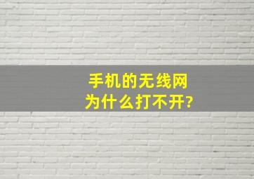 手机的无线网为什么打不开?