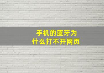 手机的蓝牙为什么打不开网页