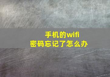 手机的wifi密码忘记了怎么办