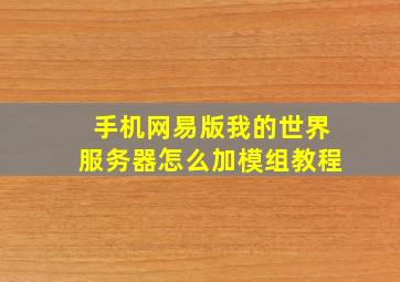 手机网易版我的世界服务器怎么加模组教程