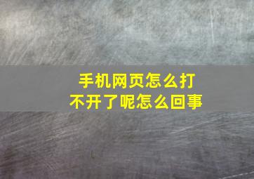 手机网页怎么打不开了呢怎么回事