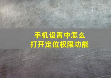 手机设置中怎么打开定位权限功能