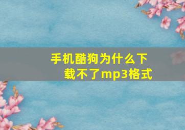 手机酷狗为什么下载不了mp3格式