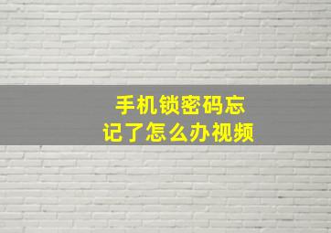 手机锁密码忘记了怎么办视频