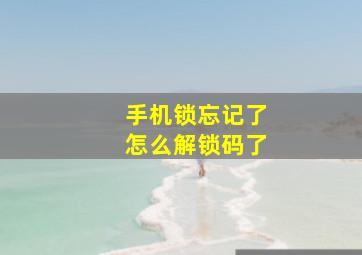 手机锁忘记了怎么解锁码了