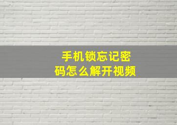 手机锁忘记密码怎么解开视频