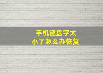 手机键盘字太小了怎么办恢复