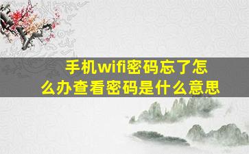 手机wifi密码忘了怎么办查看密码是什么意思