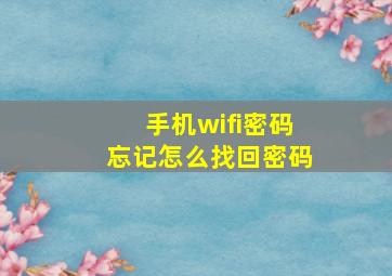 手机wifi密码忘记怎么找回密码