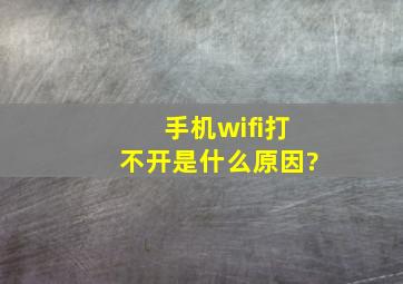 手机wifi打不开是什么原因?