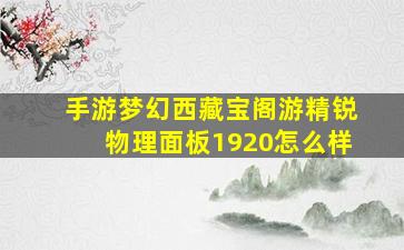 手游梦幻西藏宝阁游精锐物理面板1920怎么样