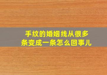 手纹的婚姻线从很多条变成一条怎么回事儿