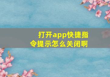 打开app快捷指令提示怎么关闭啊