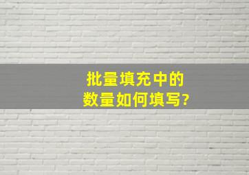 批量填充中的数量如何填写?