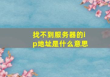 找不到服务器的ip地址是什么意思