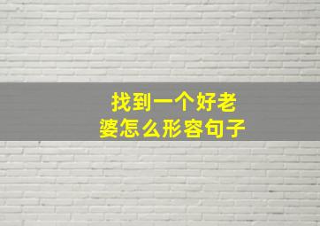 找到一个好老婆怎么形容句子