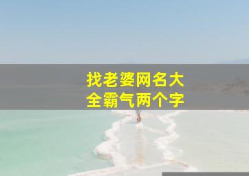 找老婆网名大全霸气两个字