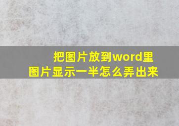 把图片放到word里图片显示一半怎么弄出来