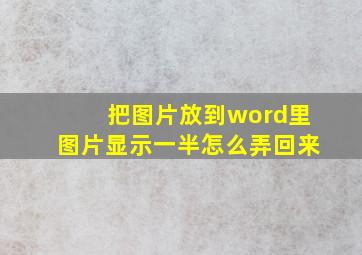 把图片放到word里图片显示一半怎么弄回来