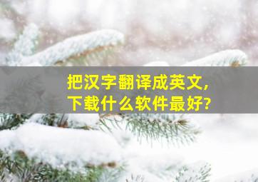 把汉字翻译成英文,下载什么软件最好?