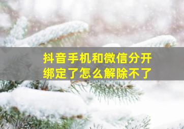 抖音手机和微信分开绑定了怎么解除不了