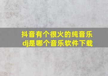 抖音有个很火的纯音乐dj是哪个音乐软件下载