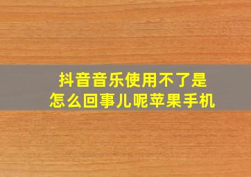 抖音音乐使用不了是怎么回事儿呢苹果手机