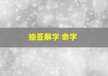 抽签解字 命字