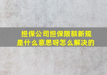 担保公司担保限额新规是什么意思呀怎么解决的