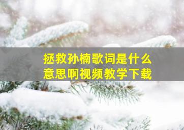 拯救孙楠歌词是什么意思啊视频教学下载