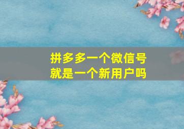 拼多多一个微信号就是一个新用户吗